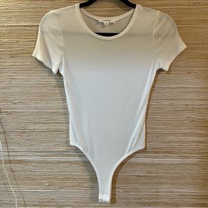 Hashtag white t-shirt bodysuit thong snap closure small